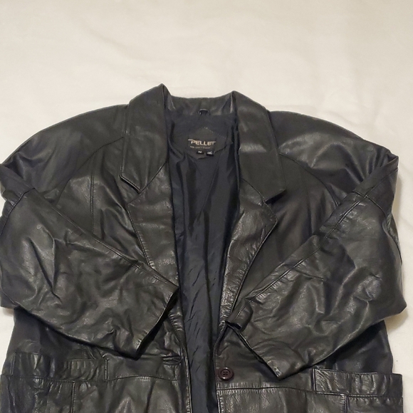 Pelle Black 100% Genuine Leather Trench Coat - Picture 3 of 10